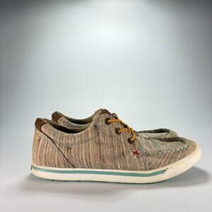 Twisted X Hooey Loper Shoes Tan Multi Canvas Slip On WHYC011 Women's Size 7M